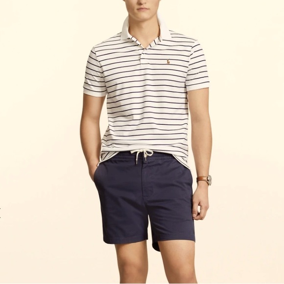 New Polo Ralph Lauren Classic-Fit Soft Cotton Polo cream/ brown stripes Size L⭐️ - Picture 15 of 16